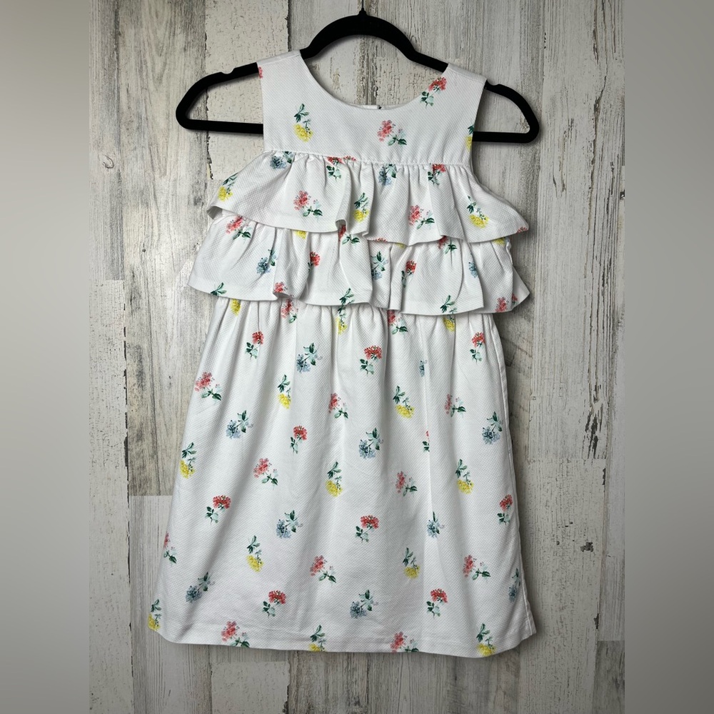 Janie and Jack Floral Ruffle Dress - White with Multicolor size 10